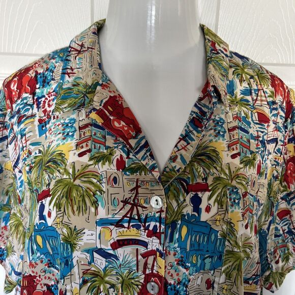 Chico's Design 3 Silk Blouse French Riviera Print Colorful Shirt Women's XL - Picture 4 of 11